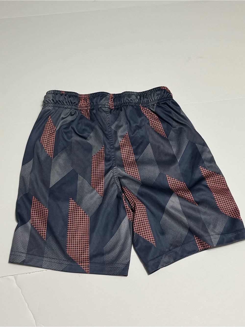 Athletic Works Navy Shorts with Rust Grid Accents kid size M=8